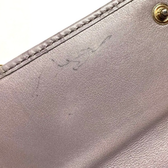 GUCCI VINTAGE HORSE BIT HEART CHARM GUCCISSIMA LEATHER LONG WALLET GRAY/LAVENDER - Picture 13 of 14